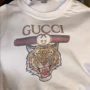 Gucci size Large unisex  White with tiger Graphic Sweatshirt